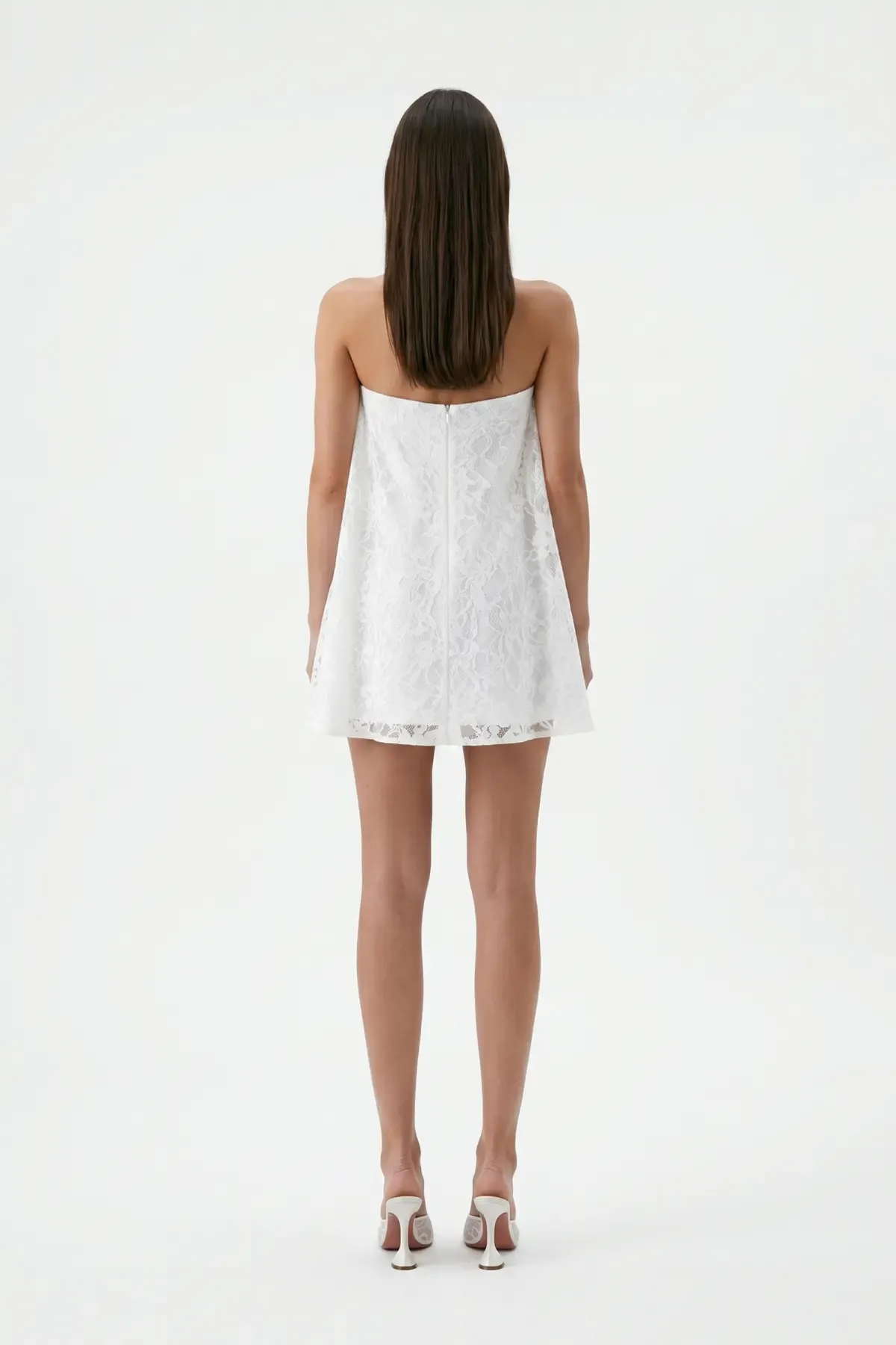 BEYAZ DANTEL KORSELİ MİNİ BODYCON ELBİSE