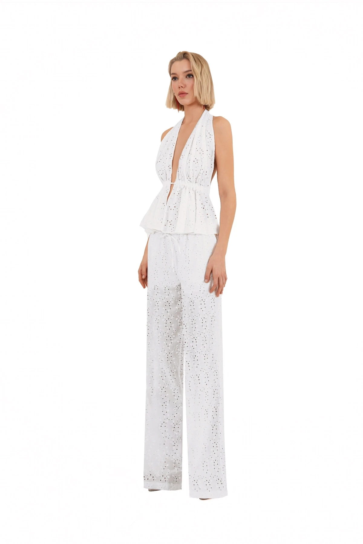White Broderie Anglaise Trousers