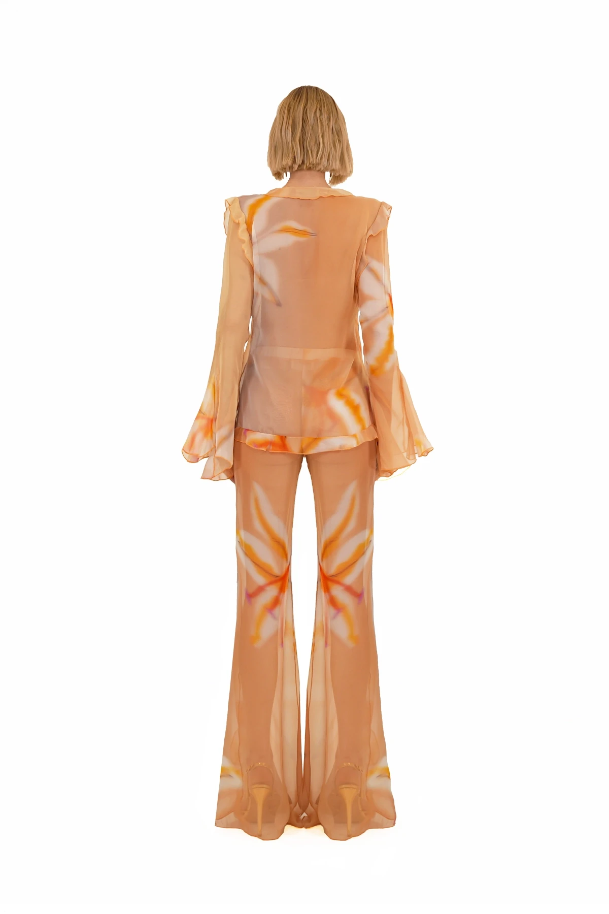 Floral Patterned Ruffle Detailed Trousers