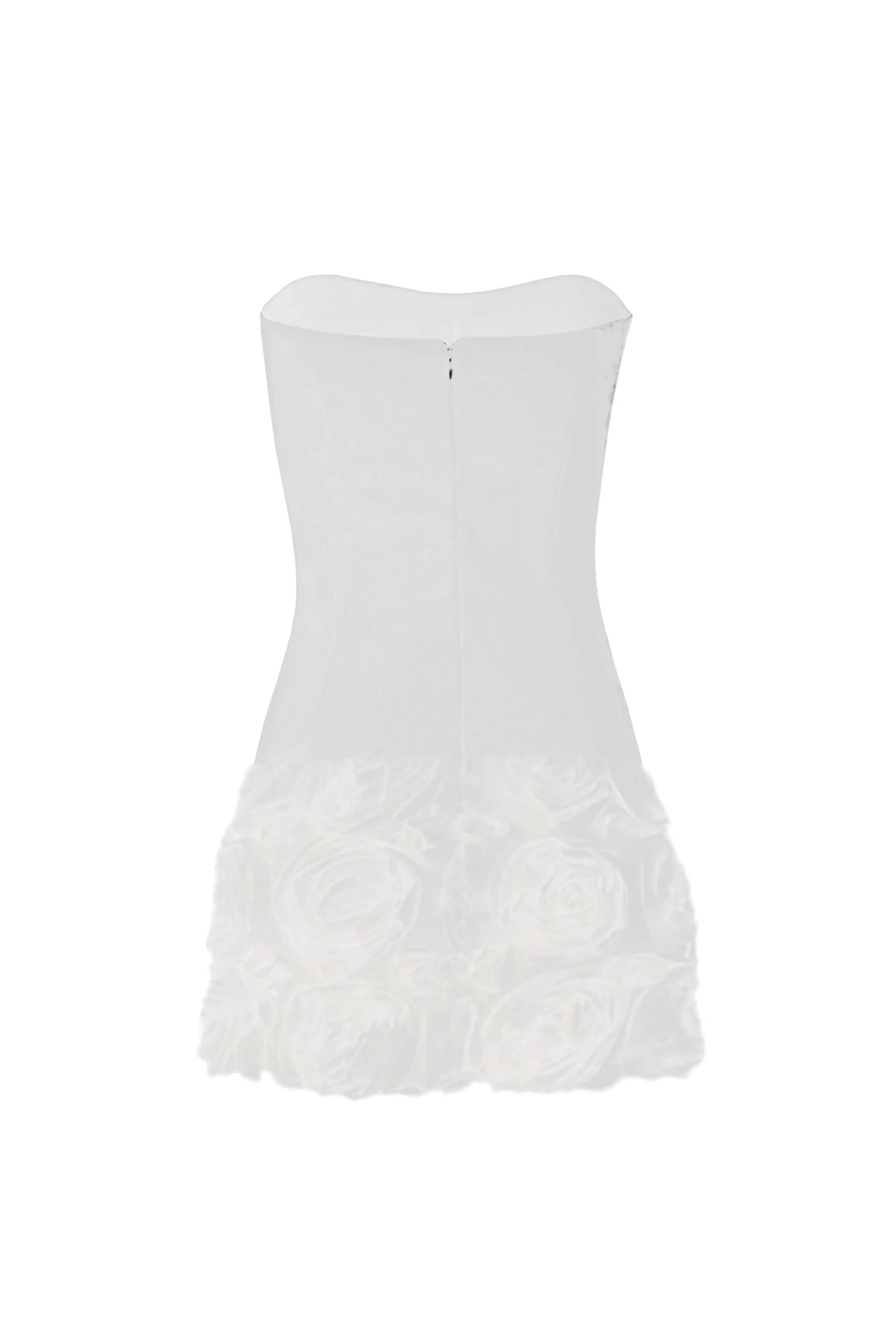 KORSE DETAYLI ÇİÇEK DESENLİ BEYAZ MİNİ ELBİSE