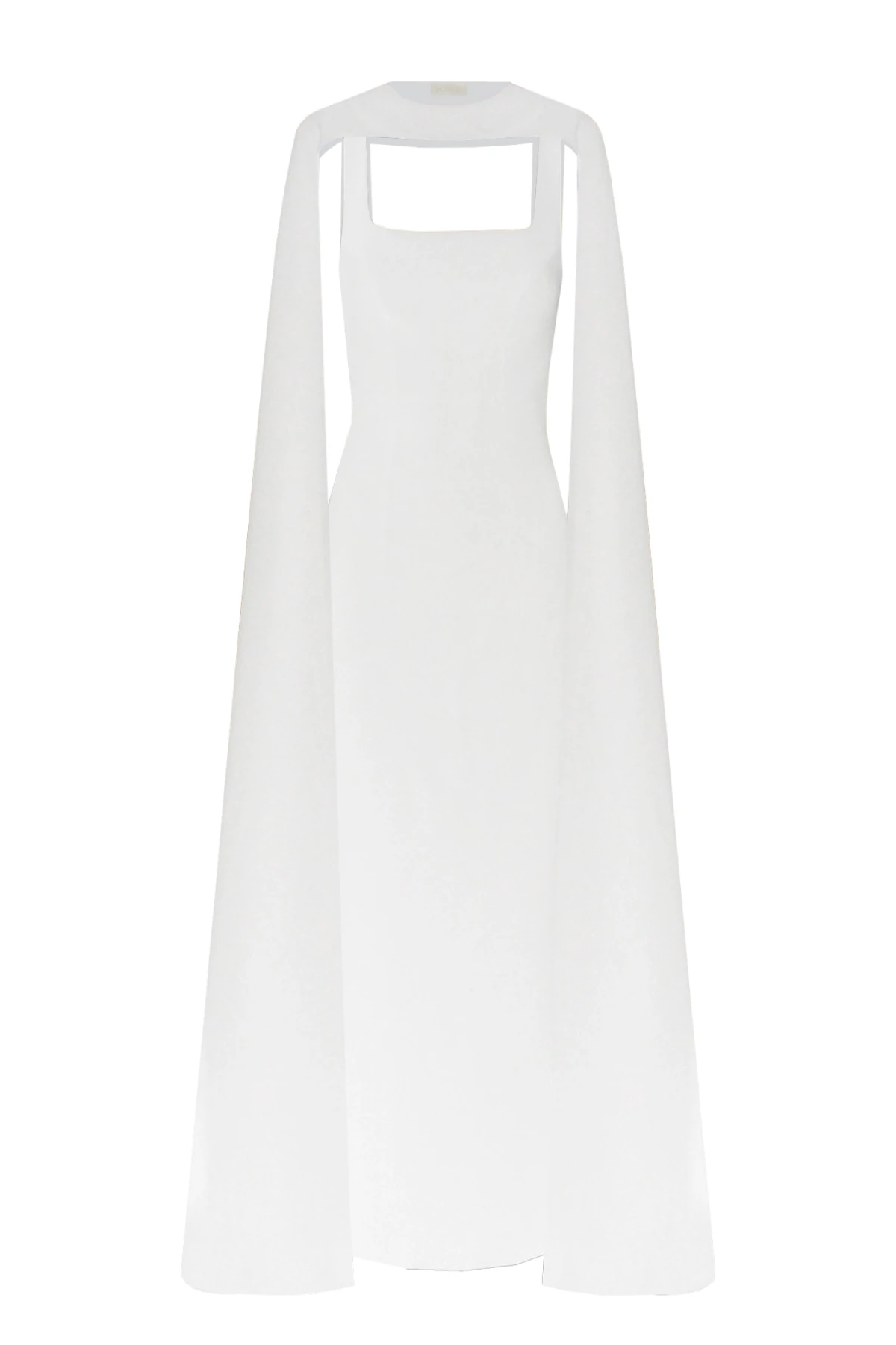 WHITE MAXI DRESS WITH CAPE DETAIL