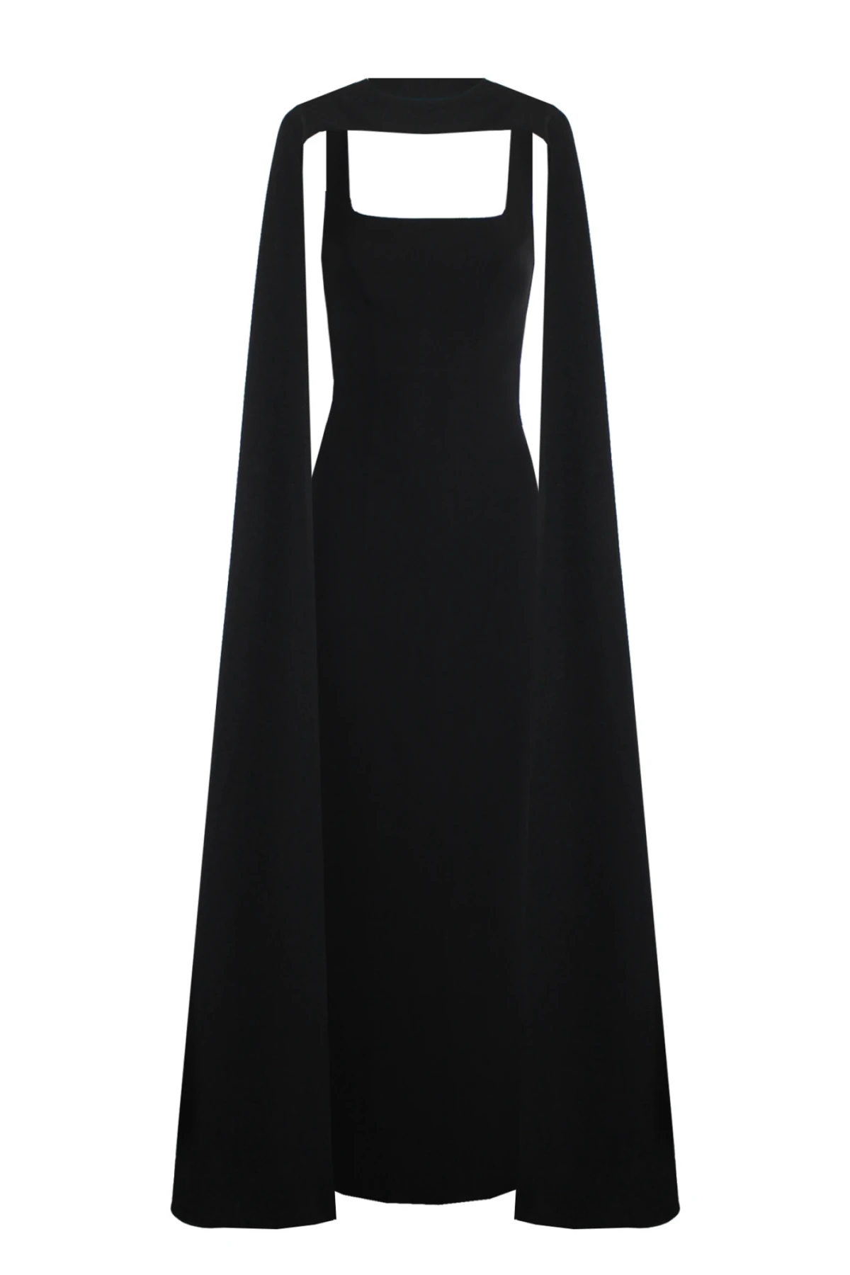BLACK MAXI DRESS WITH CAPE DETAIL