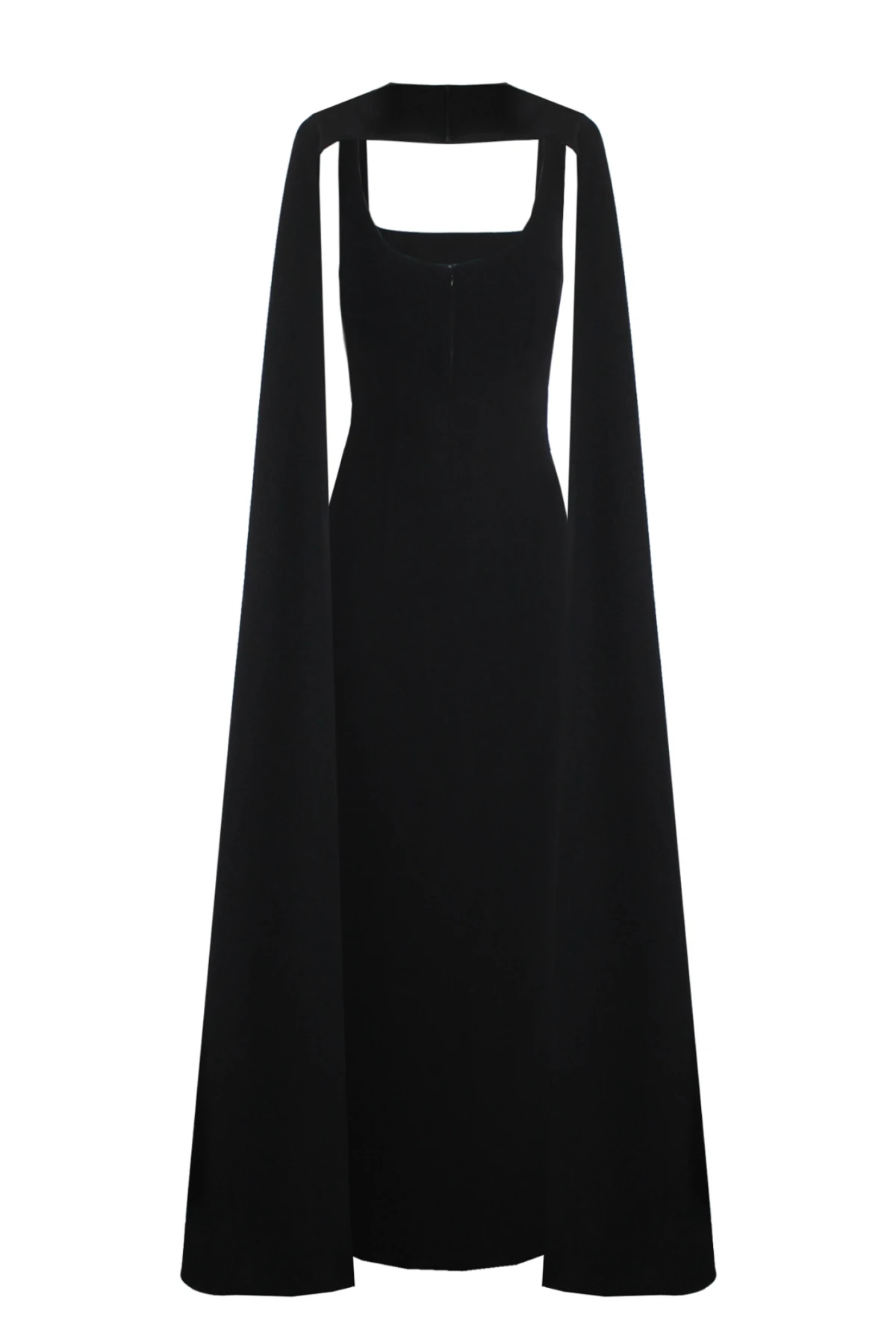 BLACK MAXI DRESS WITH CAPE DETAIL