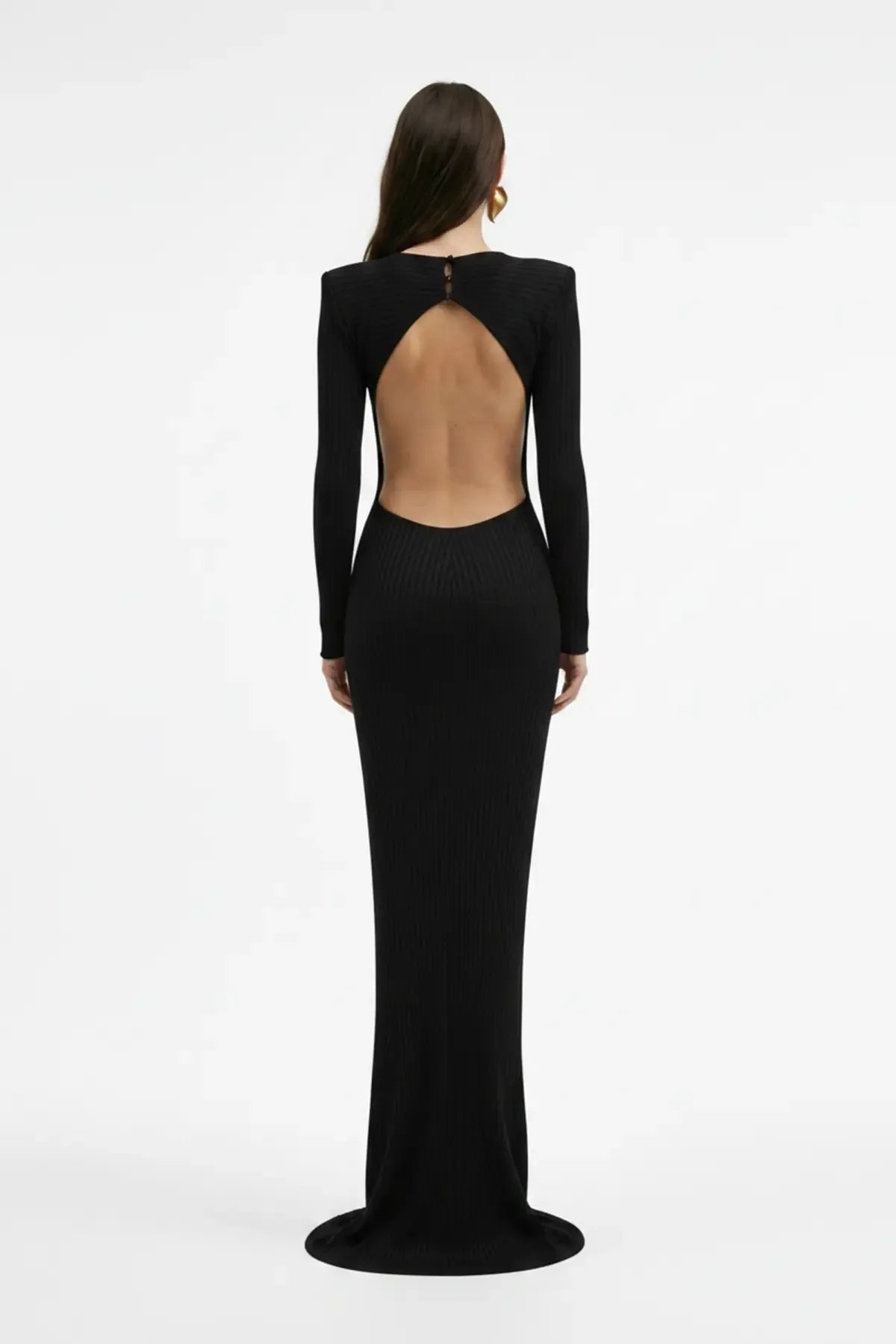 SİYAH CUT-OUT DETAYLI MAXİ ELBİSE