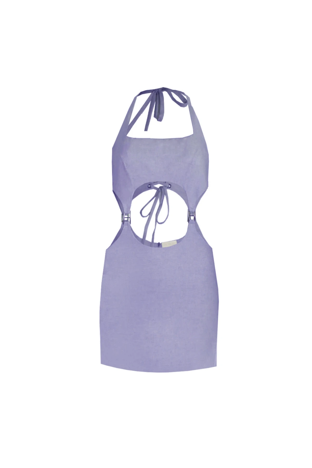 LILAC LINEN MINI DRESS WITH BUCKLE DETAIL
