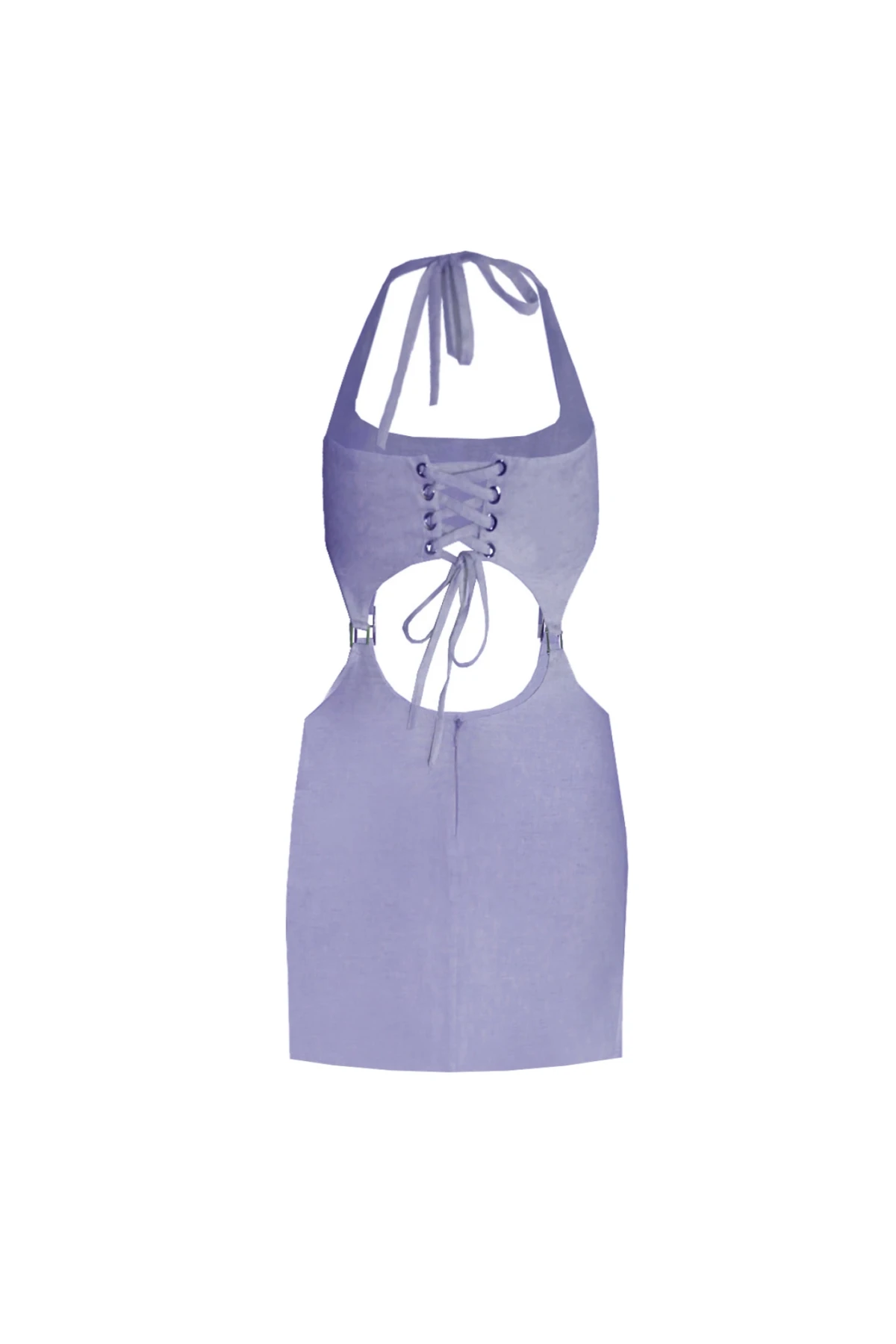LILAC LINEN MINI DRESS WITH BUCKLE DETAIL