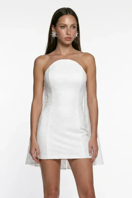 BEYAZ DANTEL KORSELİ MİNİ BODYCON ELBİSE