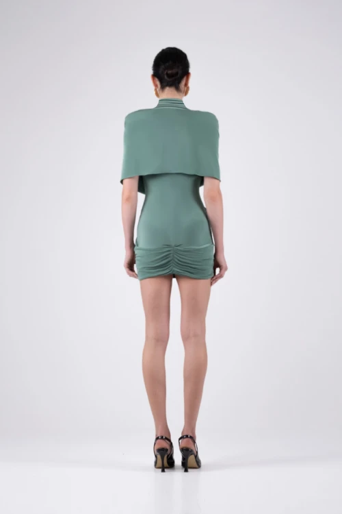 Green Mini Dress with Knot Detail