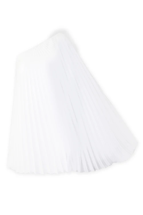 WHITE ONE-SHOULDER PLEATED MINI DRESS