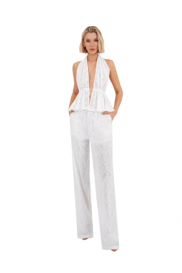 White Broderie Anglaise Trousers