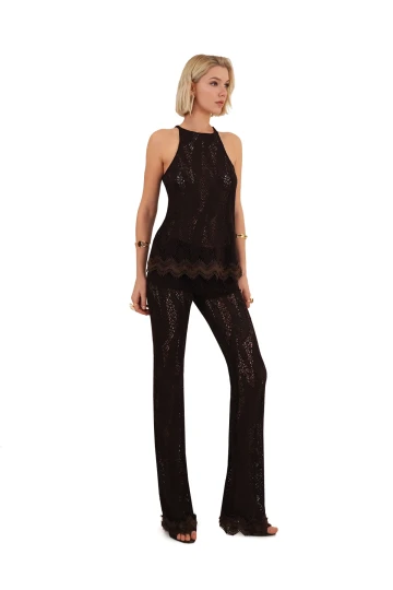 Halterneck Brown Crochet Top