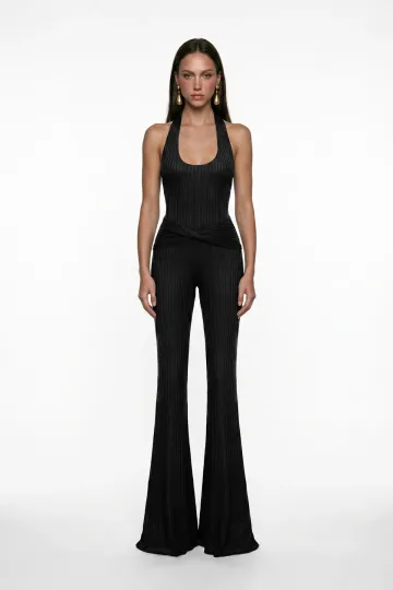 SİYAH SİMLİ CUT-OUT DETAYLI TULUM