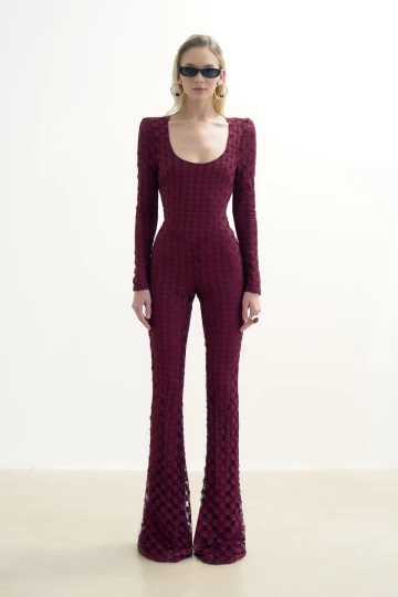 CHERRY RED BACKLESS JUMPSUIT